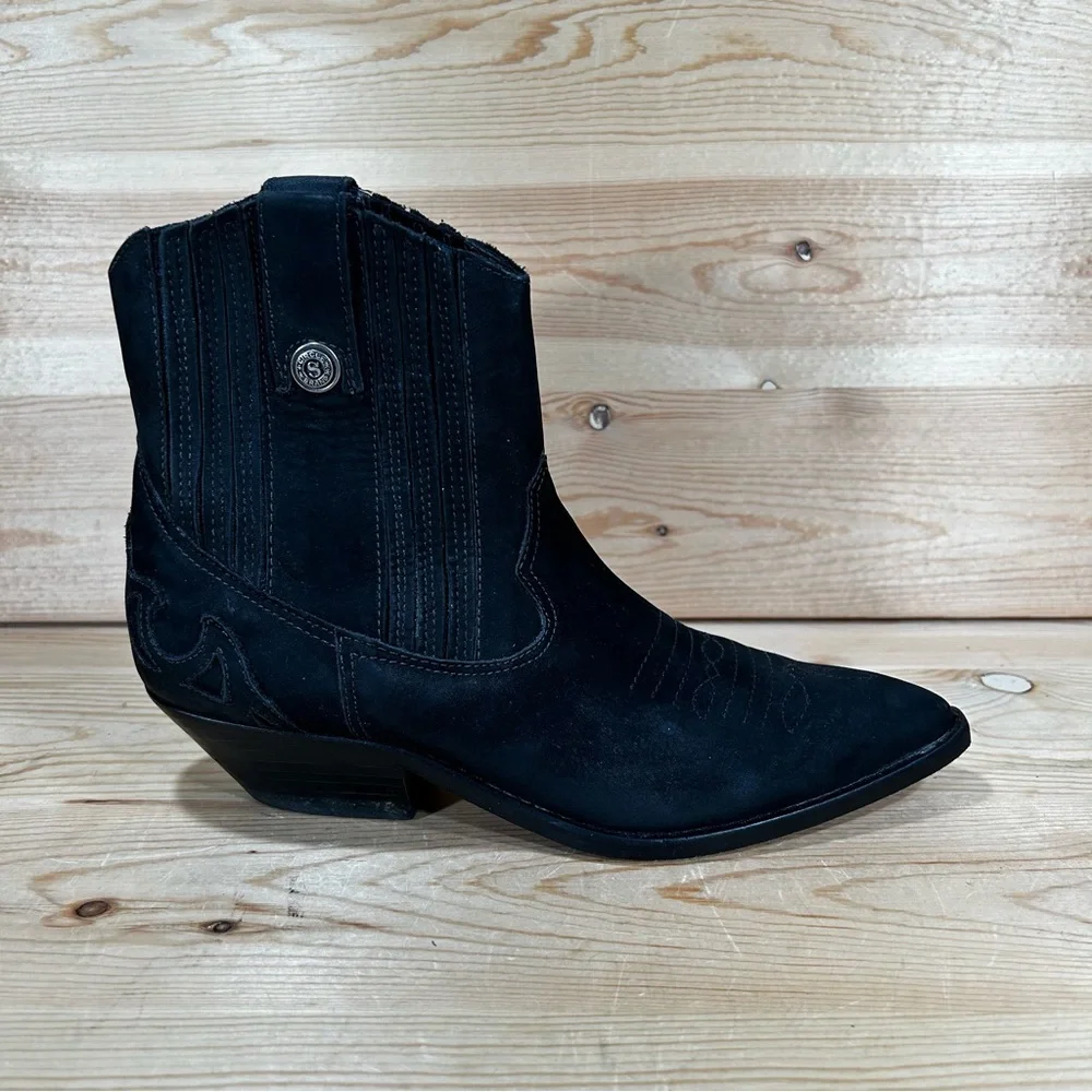 Circle S Brand Scout X Suede Cowgirl Western Ankle Bootie  Womens 7.5 M  Black